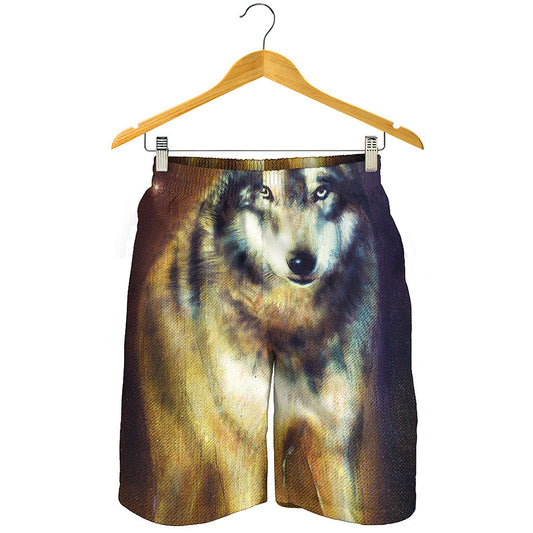 Cosmic Wolf Portrait Print Men's Shorts