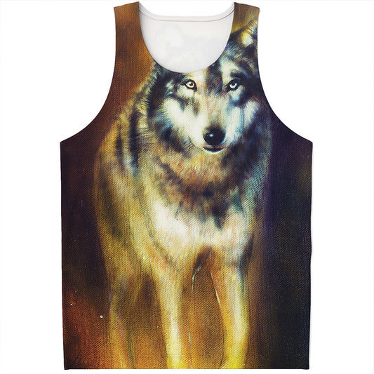 Cosmic Wolf Portrait Print Men's Tank Top