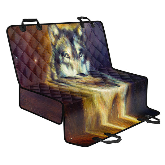 Cosmic Wolf Portrait Print Pet Car Back Seat Cover