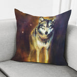 Cosmic Wolf Portrait Print Pillow Cover