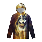 Cosmic Wolf Portrait Print Pullover Hoodie