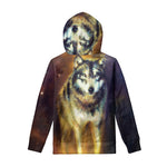 Cosmic Wolf Portrait Print Pullover Hoodie
