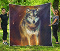 Cosmic Wolf Portrait Print Quilt