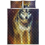 Cosmic Wolf Portrait Print Quilt Bed Set