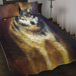Cosmic Wolf Portrait Print Quilt Bed Set