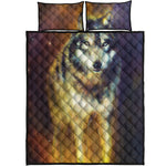 Cosmic Wolf Portrait Print Quilt Bed Set