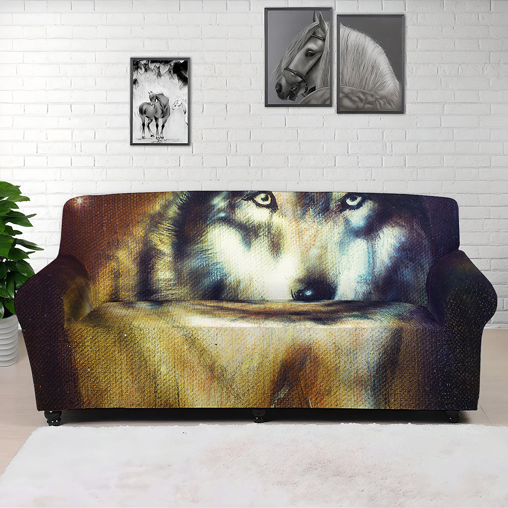 Cosmic Wolf Portrait Print Sofa Cover
