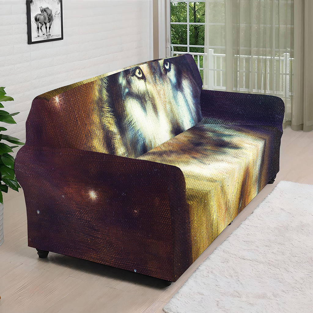 Cosmic Wolf Portrait Print Sofa Cover