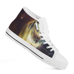 Cosmic Wolf Portrait Print White High Top Shoes