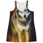 Cosmic Wolf Portrait Print Women's Racerback Tank Top