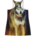 Cosmic Wolf Portrait Print Women's Racerback Tank Top
