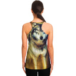 Cosmic Wolf Portrait Print Women's Racerback Tank Top