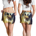 Cosmic Wolf Portrait Print Women's Shorts