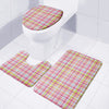 Cotton Candy Pastel Plaid Pattern Print 3 Piece Bath Mat Set