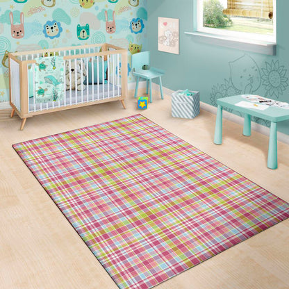 Cotton Candy Pastel Plaid Pattern Print Area Rug