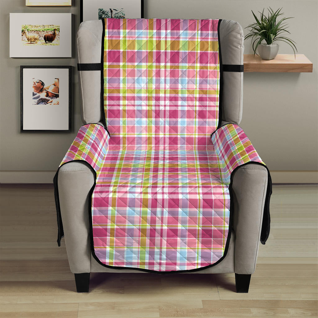 Cotton Candy Pastel Plaid Pattern Print Armchair Protector