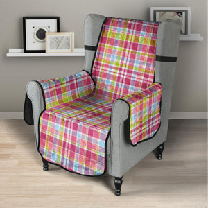 Cotton Candy Pastel Plaid Pattern Print Armchair Protector