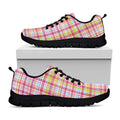 Cotton Candy Pastel Plaid Pattern Print Black Running Shoes