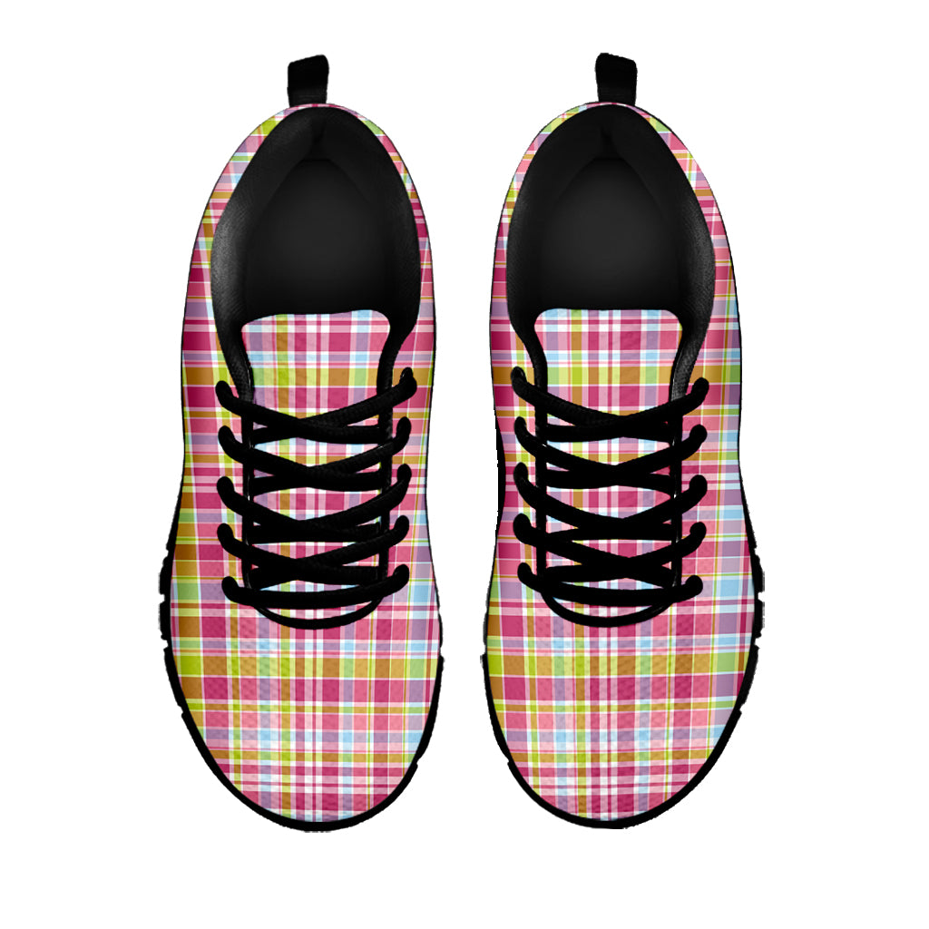 Cotton Candy Pastel Plaid Pattern Print Black Sneakers