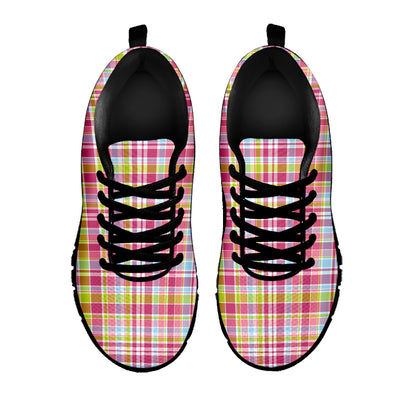 Cotton Candy Pastel Plaid Pattern Print Black Sneakers