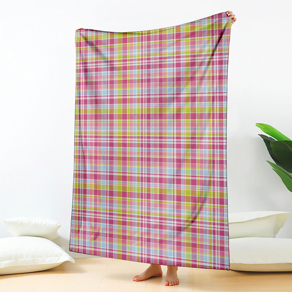 Cotton Candy Pastel Plaid Pattern Print Blanket