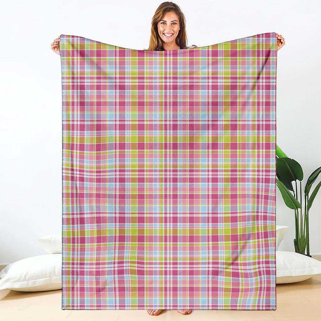 Cotton Candy Pastel Plaid Pattern Print Blanket