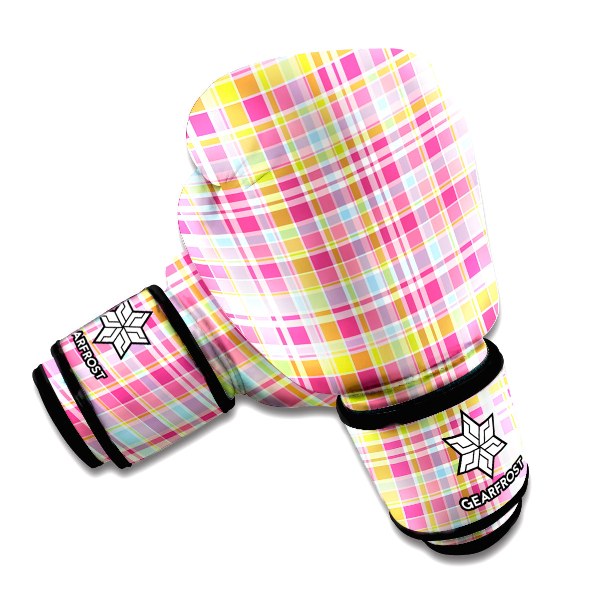 Cotton Candy Pastel Plaid Pattern Print Boxing Gloves