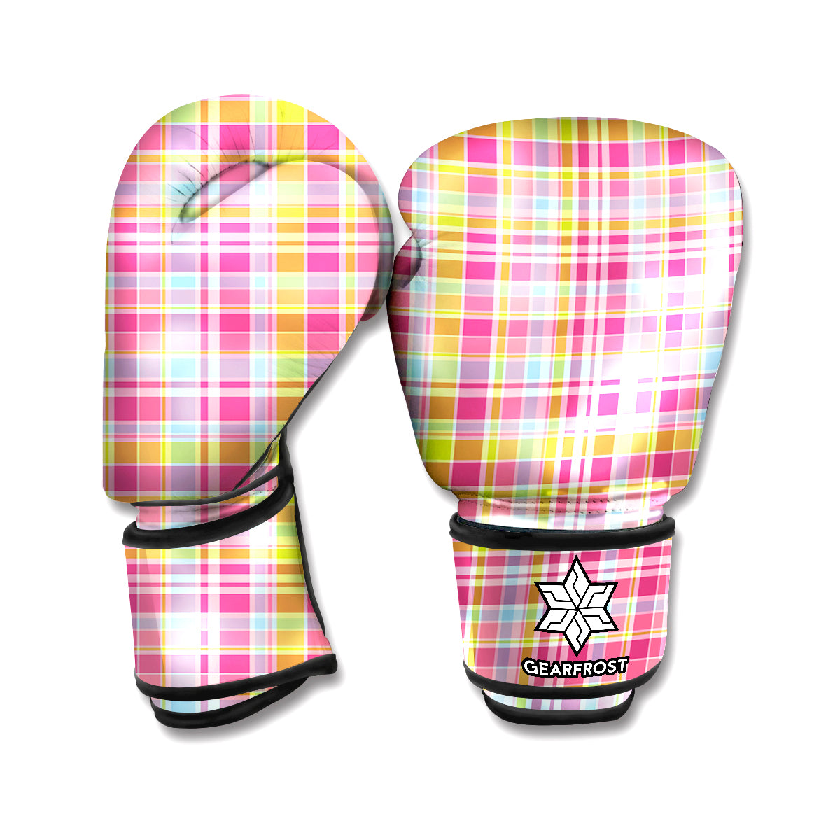 Cotton Candy Pastel Plaid Pattern Print Boxing Gloves