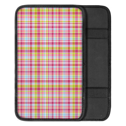 Cotton Candy Pastel Plaid Pattern Print Car Center Console Cover