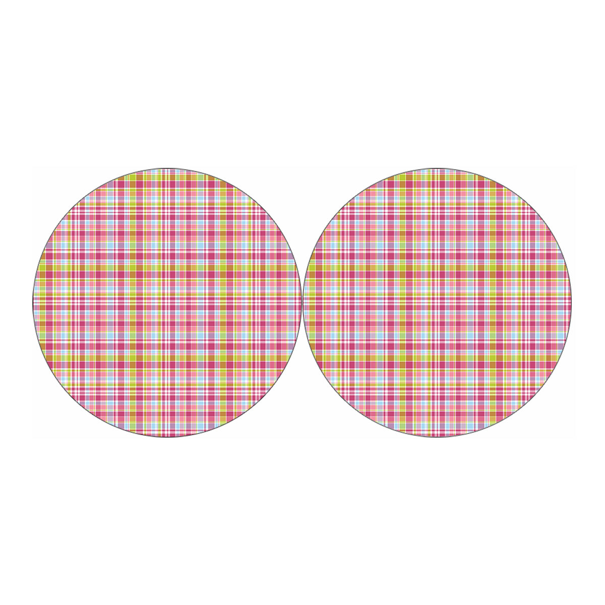 Cotton Candy Pastel Plaid Pattern Print Car Coasters