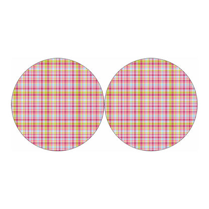 Cotton Candy Pastel Plaid Pattern Print Car Coasters