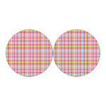 Cotton Candy Pastel Plaid Pattern Print Car Coasters