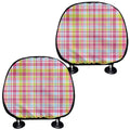 Cotton Candy Pastel Plaid Pattern Print Car Headrest Covers