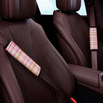 Cotton Candy Pastel Plaid Pattern Print Car Seat Belt Covers