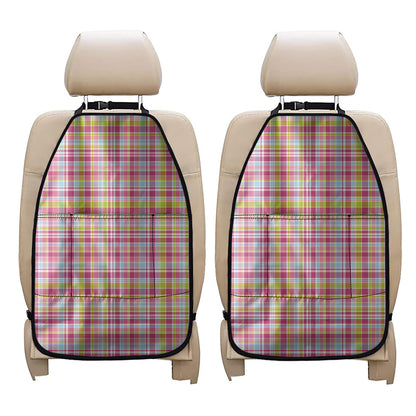 Cotton Candy Pastel Plaid Pattern Print Car Seat Organizers