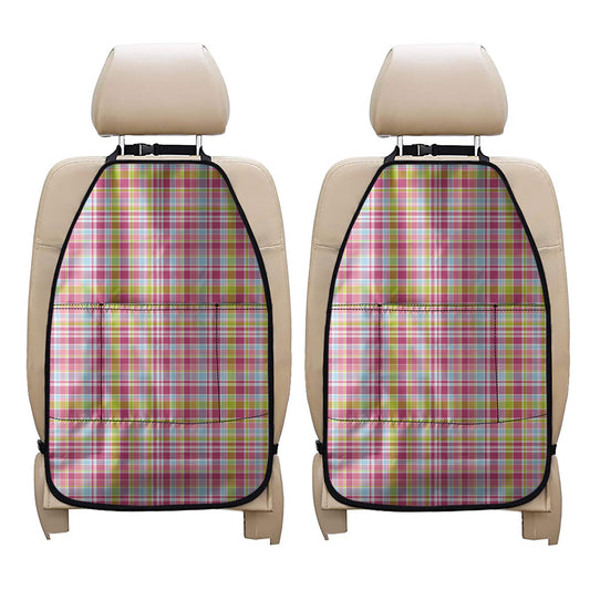 Cotton Candy Pastel Plaid Pattern Print Car Seat Organizers