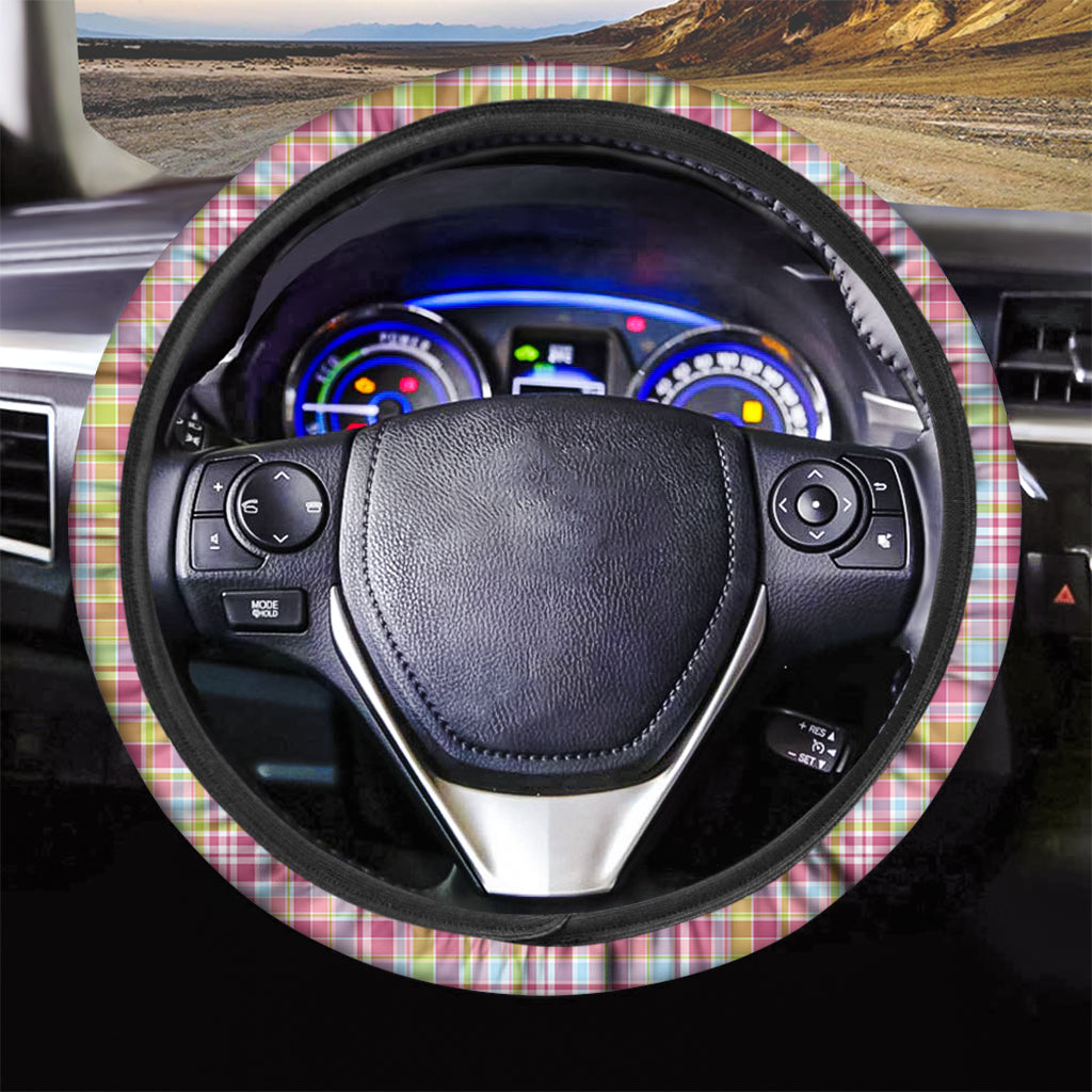 Cotton Candy Pastel Plaid Pattern Print Car Steering Wheel Cover