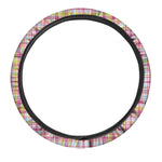 Cotton Candy Pastel Plaid Pattern Print Car Steering Wheel Cover
