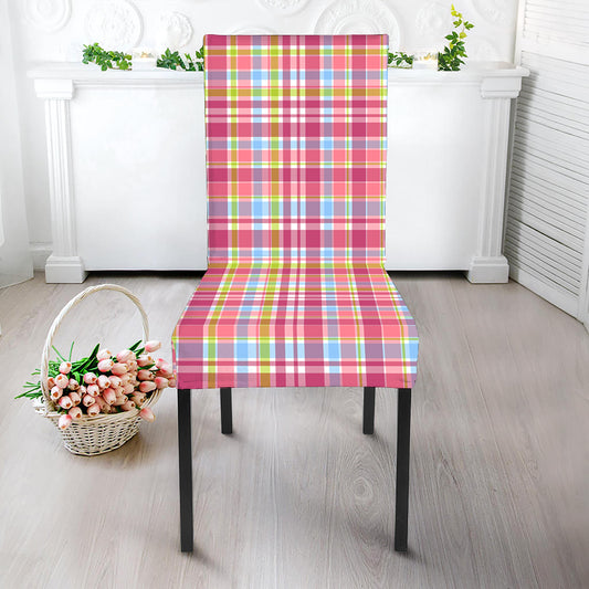 Cotton Candy Pastel Plaid Pattern Print Dining Chair Slipcover