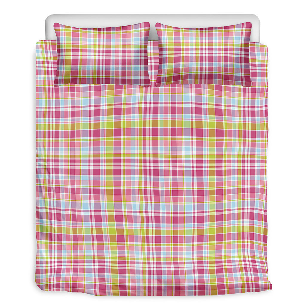 Cotton Candy Pastel Plaid Pattern Print Duvet Cover Bedding Set