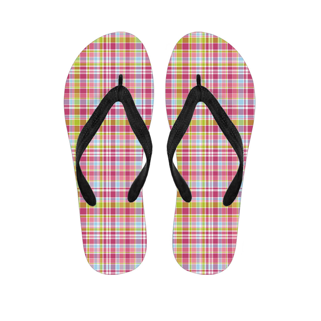 Cotton Candy Pastel Plaid Pattern Print Flip Flops