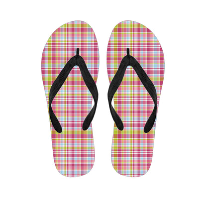 Cotton Candy Pastel Plaid Pattern Print Flip Flops