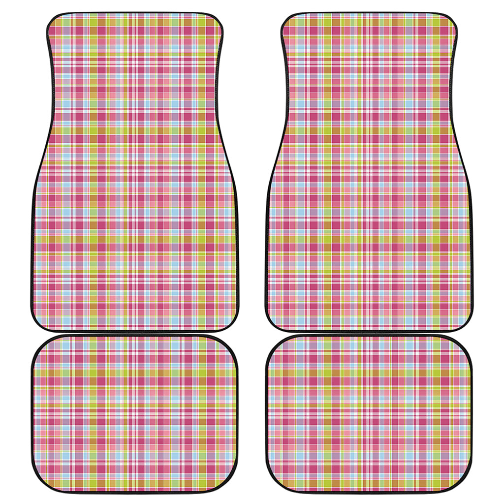 Cotton Candy Pastel Plaid Pattern Print Front and Back Car Floor Mats