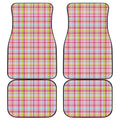Cotton Candy Pastel Plaid Pattern Print Front and Back Car Floor Mats