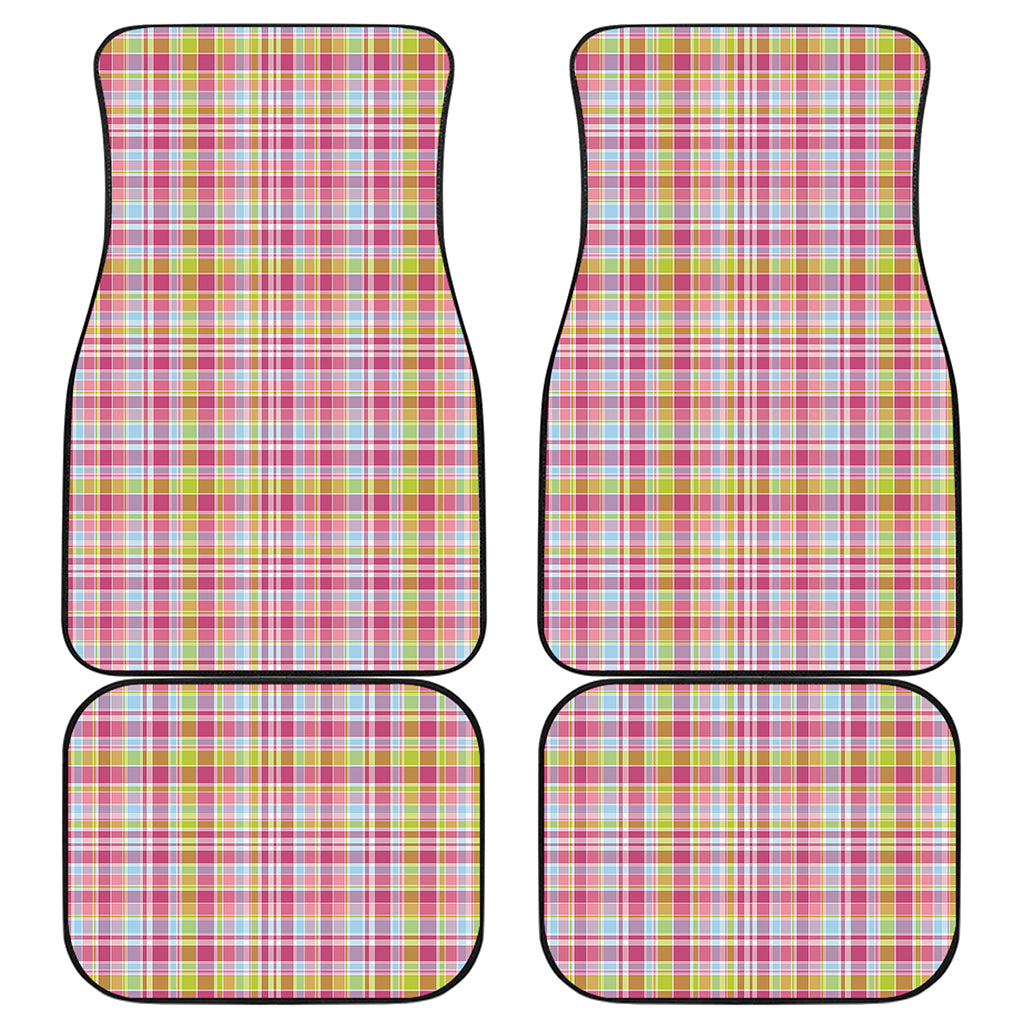 Cotton Candy Pastel Plaid Pattern Print Front and Back Car Floor Mats