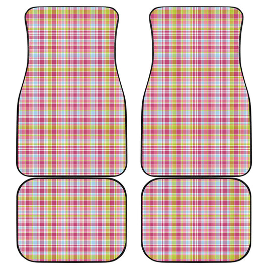 Cotton Candy Pastel Plaid Pattern Print Front and Back Car Floor Mats