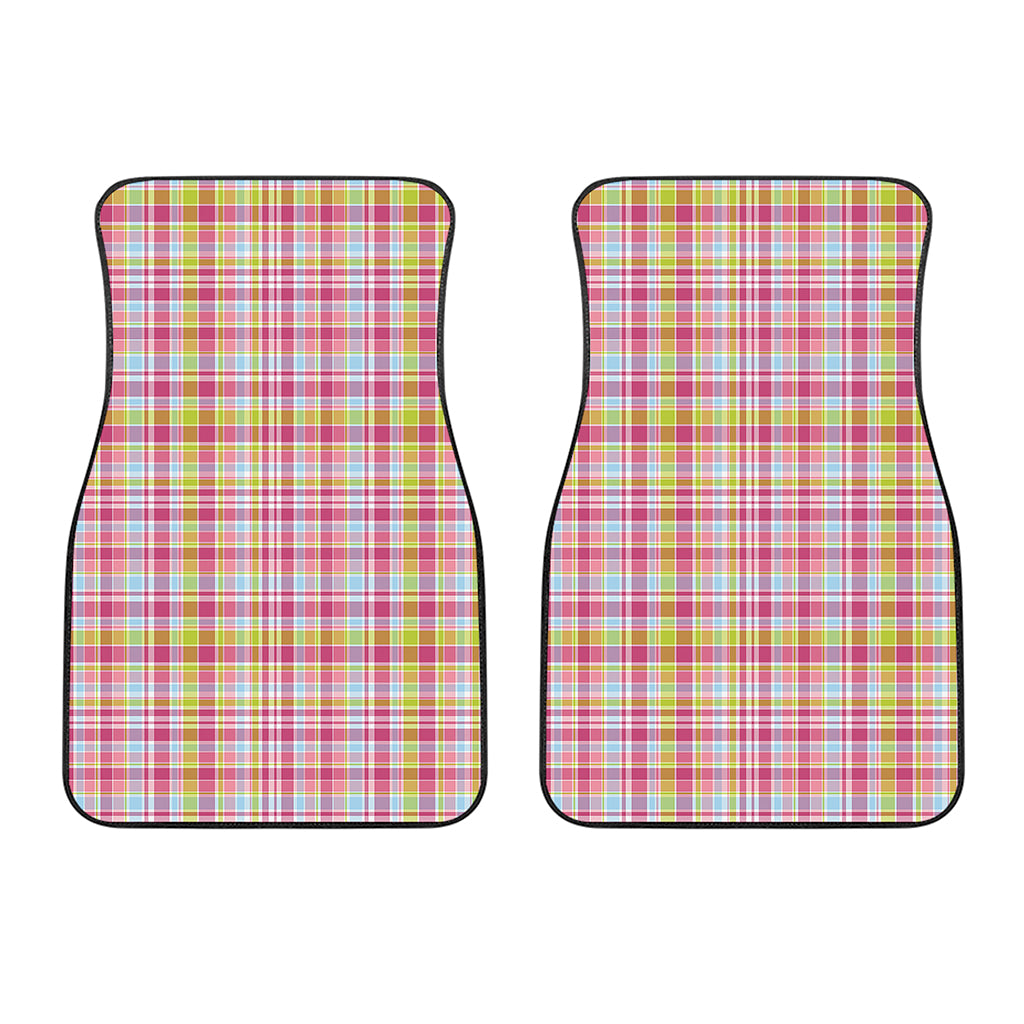 Cotton Candy Pastel Plaid Pattern Print Front Car Floor Mats