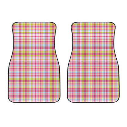 Cotton Candy Pastel Plaid Pattern Print Front Car Floor Mats