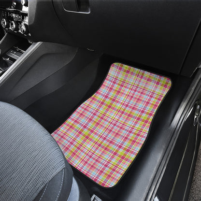Cotton Candy Pastel Plaid Pattern Print Front Car Floor Mats