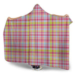 Cotton Candy Pastel Plaid Pattern Print Hooded Blanket